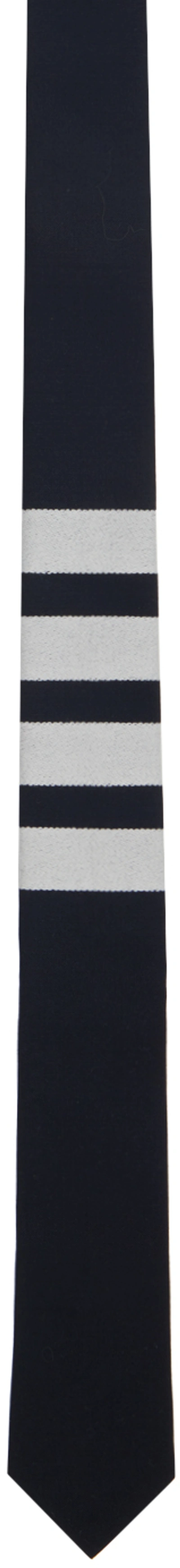 Shop Thom Browne Navy 4-bar Tie In 415 Navy