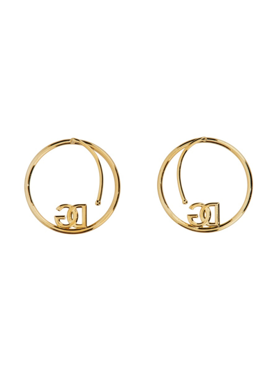 Shop Dolce & Gabbana Dg Logo Hoop Earring In Gold