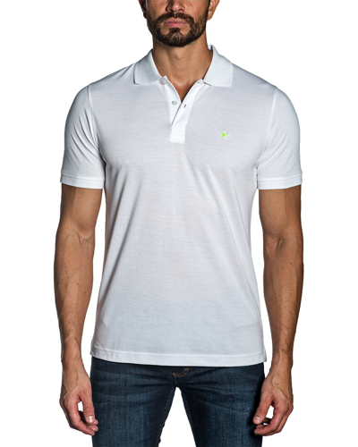 Shop Jared Lang Knit Polo Shirt In White