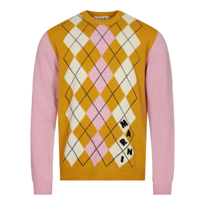 Shop Marni Argyle Knit In Beige