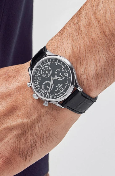 Shop Movado Circa Chronograph Leather Strap Watch, 43mm In Grey