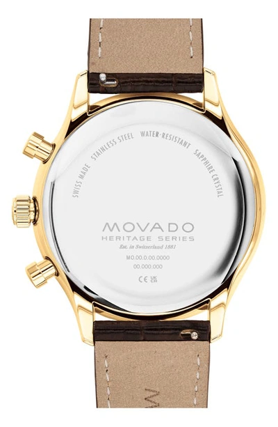 Shop Movado Circa Chronograph Leather Strap Watch, 43mm In White