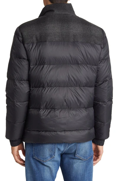 Shop Pendleton Grizzly Wool & Nylon 650-fill Power Down Puffer Coat In Black/ Charcoal Ombre