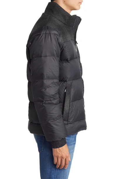 Shop Pendleton Grizzly Wool & Nylon 650-fill Power Down Puffer Coat In Black/ Charcoal Ombre