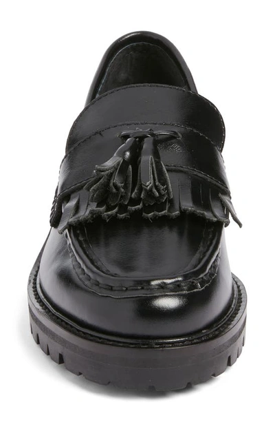 Shop Steve Madden Minka Lug Loafer In Black Leather