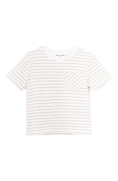 Miles Baby Kids' Stripe Stretch Organic Cotton T-shirt In 101 Off White