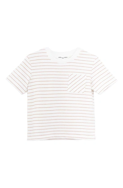 Shop Miles Baby Kids' Stripe Stretch Organic Cotton T-shirt In 101 Off White