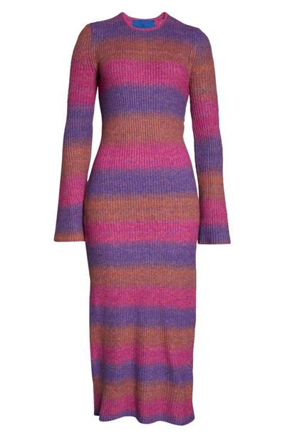 Shop Simon Miller Axon Stripe Long Sleeve Sweater Dress In Distorted Stripe