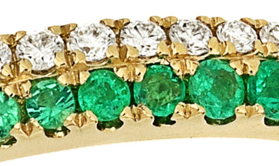 Shop Bony Levy El Mar Two-row Diamond & Emerald Ring In 18k Yellow Gold