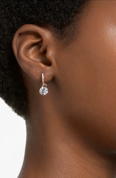Swarovski Constella Drop Earrings Round Cut White Rose Gold-tone Plated In Rose Gold