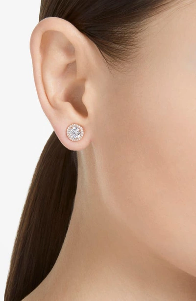 Swarovski Constella Rose-gold Toned Brass And Zirconia Halo Stud Earrings In Rose Gold