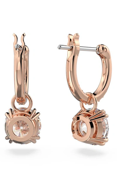 Shop Swarovski Constella Huggie Hoop Earrings In Rose Gold