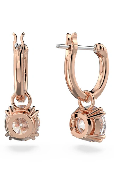 Swarovski Constella Drop Earrings Round Cut White Rose Gold-tone Plated In Rose Gold