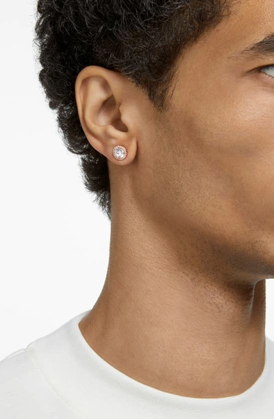Swarovski Constella Rose-gold Toned Brass And Zirconia Halo Stud Earrings In Rose Gold