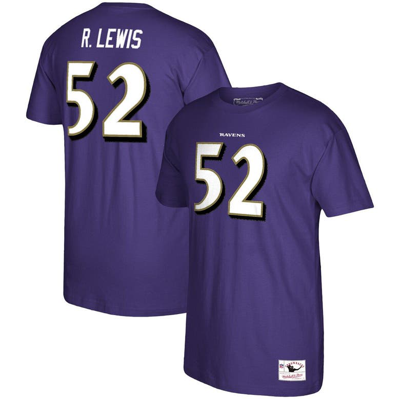 Shop Mitchell & Ness Ray Lewis Purple Baltimore Ravens Retired Player Logo Name & Number T-shirt