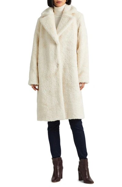 Shop Lauren Ralph Lauren Toscana Faux Fur Coat In Cream