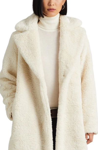 Shop Lauren Ralph Lauren Toscana Faux Fur Coat In Cream