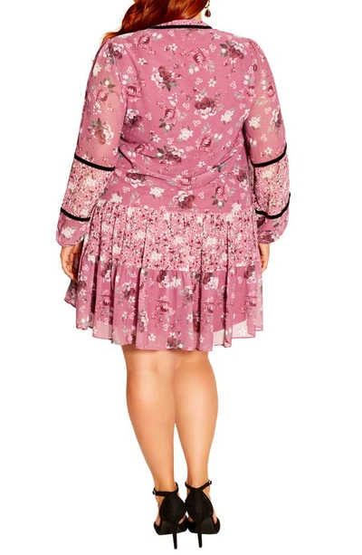 Shop City Chic Laura Mixed Floral Print Long Sleeve Dress In Whimsical Ditsy