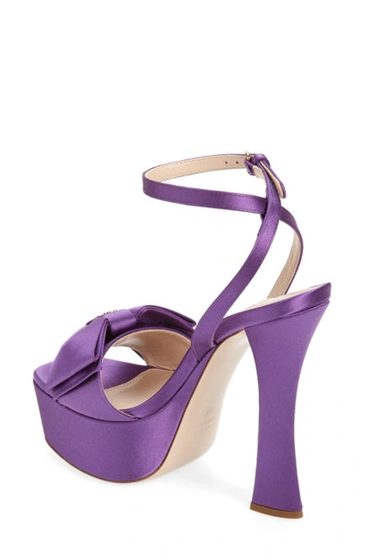 Miu Miu Satin Bow Platform Ankle-strap Sandals In Viola