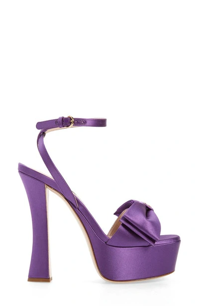 Miu Miu Satin Bow Platform Ankle-strap Sandals In Viola