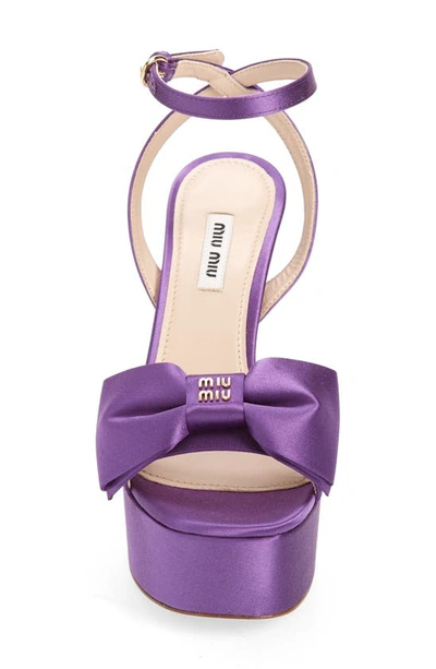 Shop Miu Miu Bow Platform Sandal In Viola