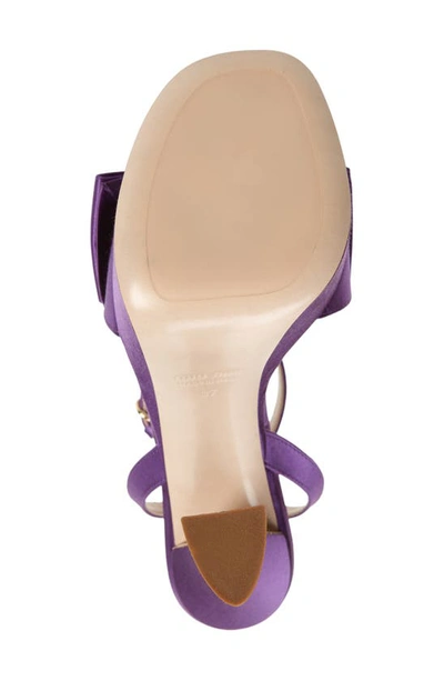 Miu Miu Satin Bow Platform Ankle-strap Sandals In Viola