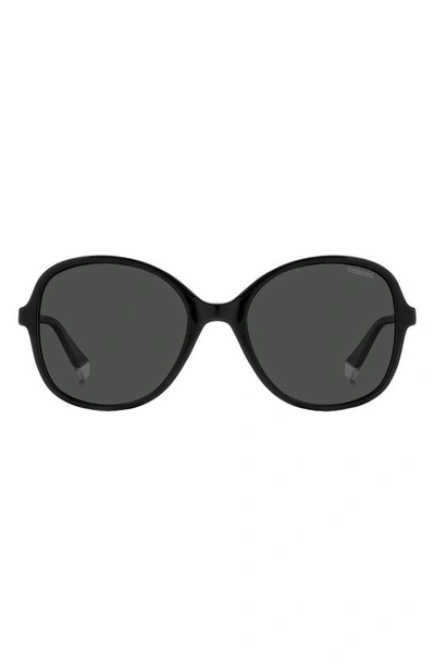 Shop Polaroid 54mm Polarized Round Sunglasses In Black/ Grey Polarized