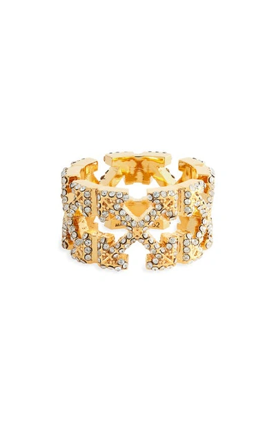Shop Off-white Multi Arrows Crystal Pavé Ring In Gold