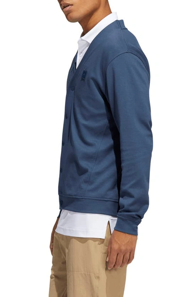 Shop Adidas Golf Go-to Primeblue Golf Cardigan In Crew Navy