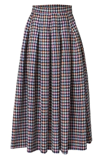Shop Carolina Herrera Pleated Tweed Skirt In Multi-color