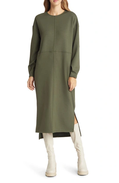 Shop Nordstrom Long Sleeve Shift Sweatshirt Dress In Olive Sarma