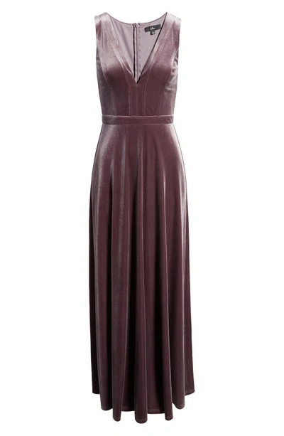 Shop Lulus Besame Beautiful Night V-neck Velvet Gown In Dusty Purple