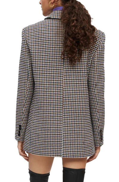 Shop Maje Votale Houndstooth Check Wool Blend Blazer In Blue