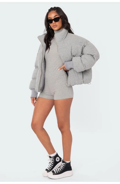 Edikted Liliana Long Sleeve Romper In Grey Melange