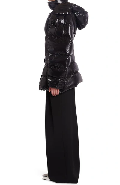 Shop Versace Corset Overlay Quilted Down Puffer Jacket In Nero