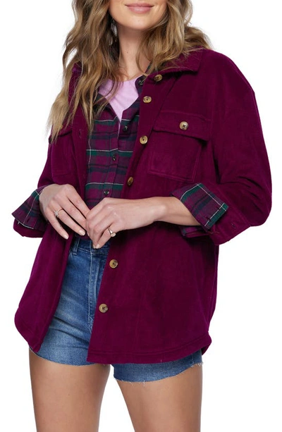 Shop O'neill Collins Solid Fleece Shirt Jacket In Plum