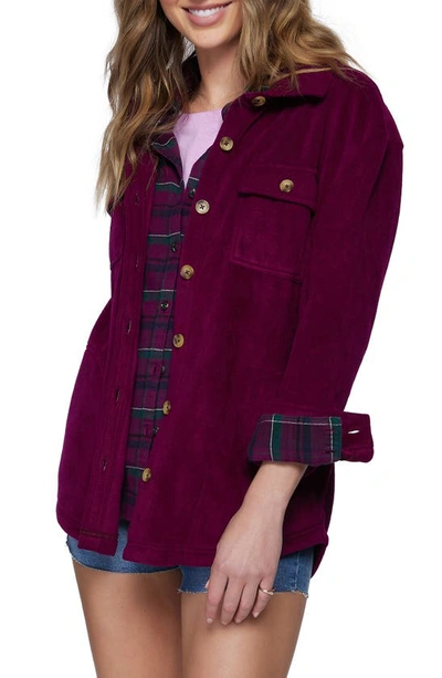 Shop O'neill Collins Solid Fleece Shirt Jacket In Plum