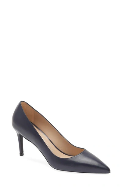 Shop Stuart Weitzman Linsi 75 Pointed Toe Pump In Nice Blue Leather