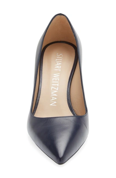 Shop Stuart Weitzman Linsi 75 Pointed Toe Pump In Nice Blue Leather