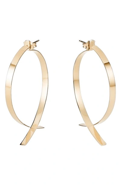 Lana Medium Flat Wide Front-back Upside Down Hoop Earrings, 46mm In Yellow