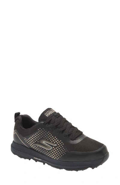 Shop Skechers Go Golf Elite 5 Sport Waterproof Sneaker In Black/ Rose Gold