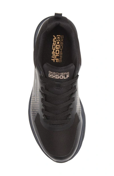 Shop Skechers Go Golf Elite 5 Sport Waterproof Sneaker In Black/ Rose Gold