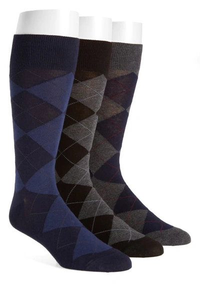 Shop Polo Ralph Lauren 3-pack Argyle Socks In Black/ Charcoal Heather/ Navy