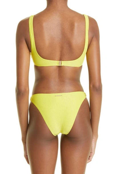 Shop Stella Mccartney Ring Detail Glitter Bikini Top In Yellow