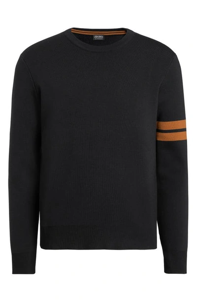 Shop Zegna Signifier High Performance™ Stripe Wool Sweater In Black