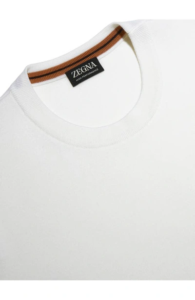 Zegna Stripe-detail Crew-neck Sweater In White