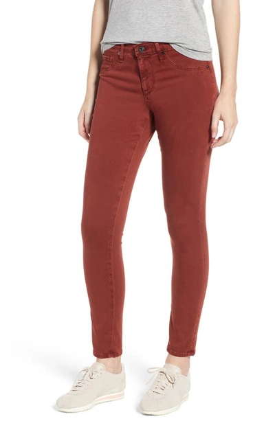 Shop Ag The Legging Ankle Jeans In Sulfur Tannic Red