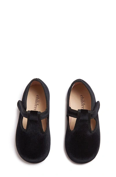Shop Childrenchic Kids' Velvet T-strap Shoe In Black