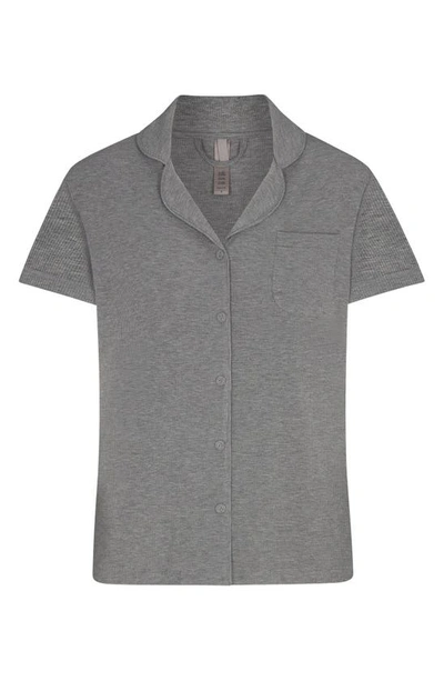 Skims Soft Lounge Ribbed Short Pajamas In Heather Gray