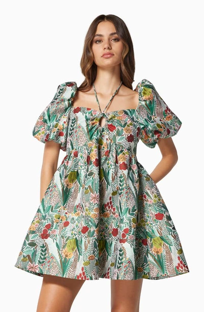 Shop Elliatt Ecliptic Floral Print Puff Sleeve Minidress In Multi